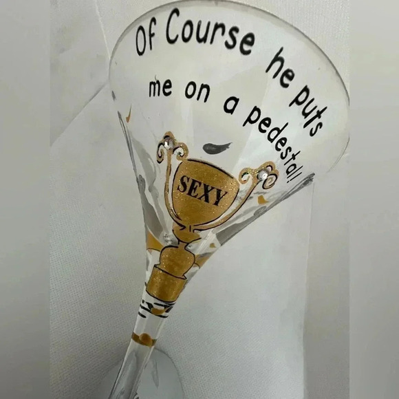Santa Barbara Design Studio | Lolita “Trophy Wife” hand painted martini glass - Picture 9 of 16
